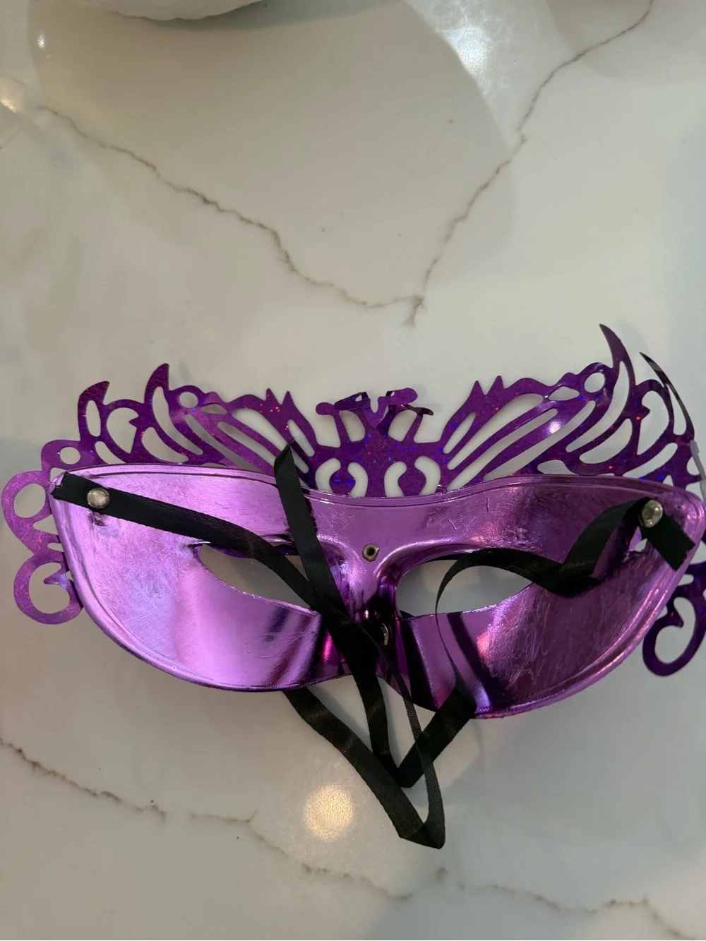 Purple Metallic Lace Eye Mask - Women's Accessory